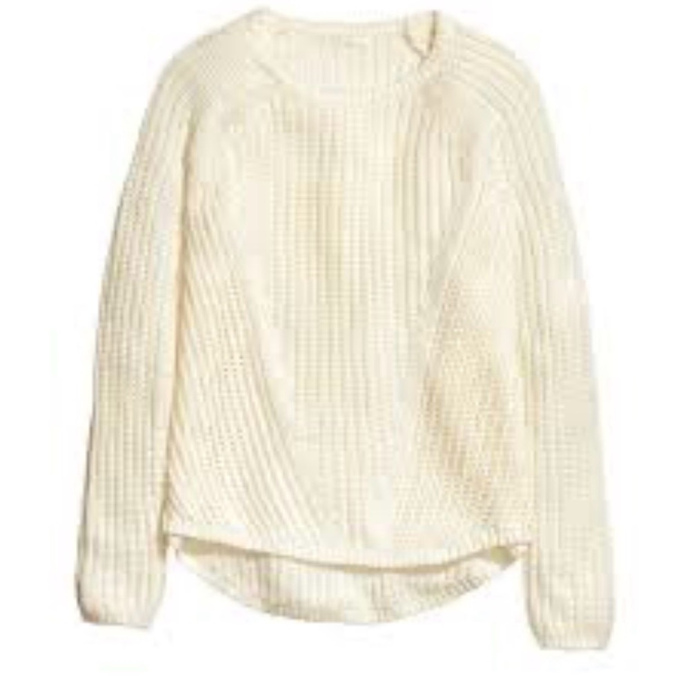 H&M‎ Cream Cropped Chunky Knit Sweater Oversized Small